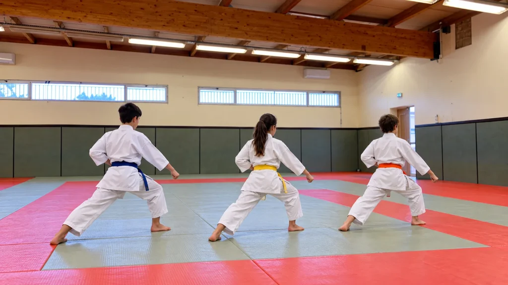 Cours de karaté pour les adolescents Lançon-Provence Des adolescents faisant du karaté