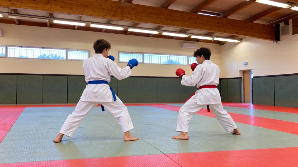 Cours de karaté pour adolescents Lançon-Provence Des adolescents faisant du karaté
