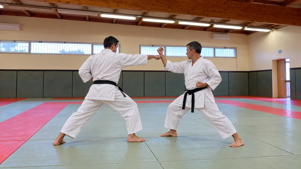 Cours de karaté pour les adultes Lançon-Provence Des adultes faisant du karaté