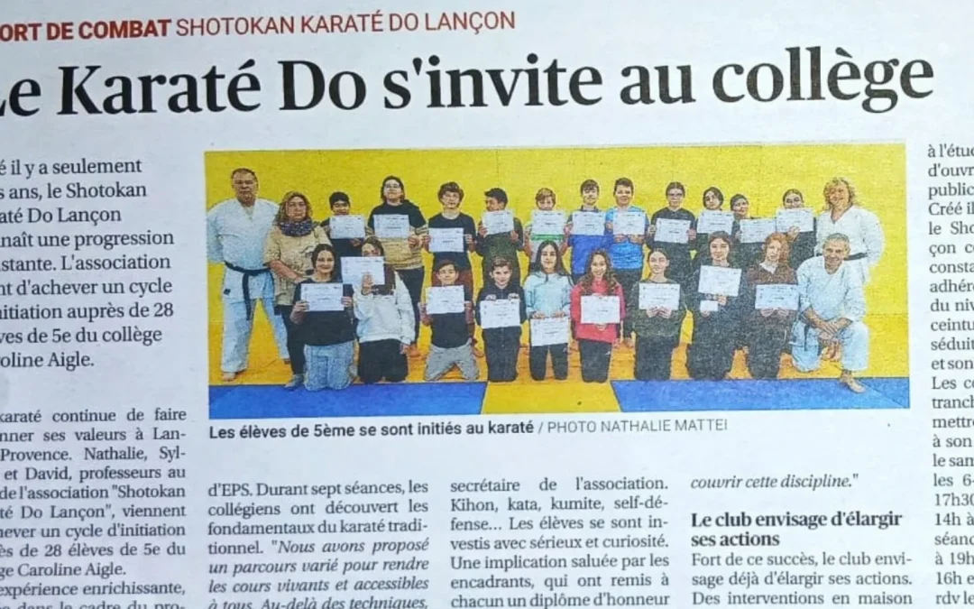 Le club intervient au collège de Lançon-Provence pour la deuxième année consécutive