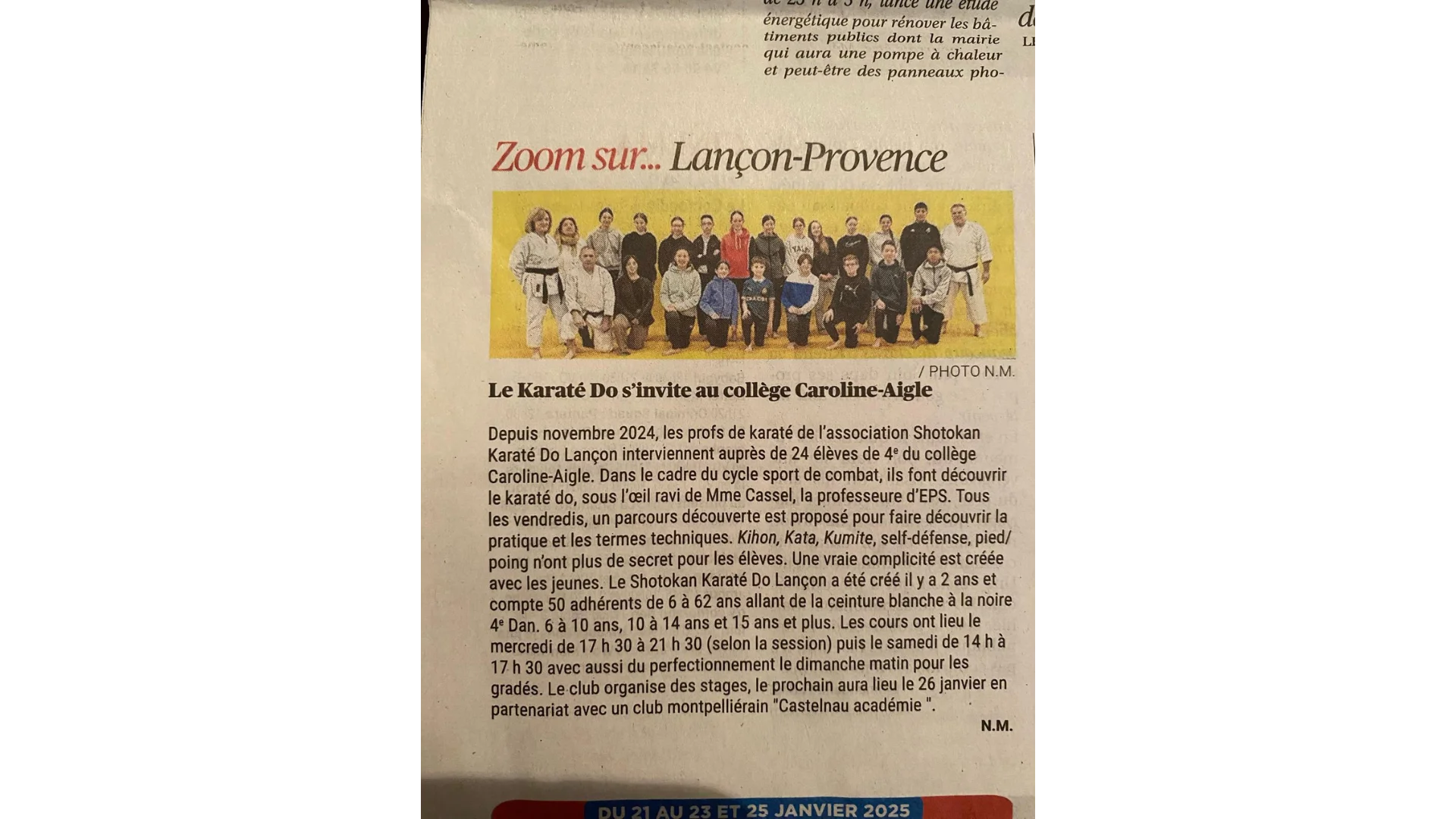 presse intervention college lancon provence janvier 2025